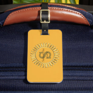 Personalised Mustard Yellow with Gold Frame Luggage Tag