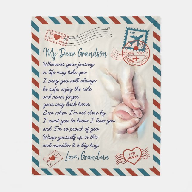 Personalised My Dear Grandson Blanket Pray You'll  (Front)