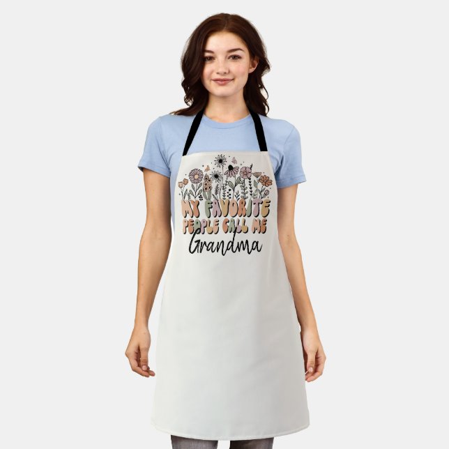 Personalised My Favourite People Call Me Grandma Apron (Worn)