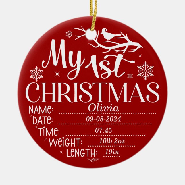 Personalised My First Christmas Keepsake Ceramic Tree Decoration (Front)