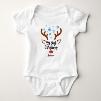 Personalised My First Christmas reindeer Baby Body Bodysuit