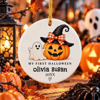 Personalised My First Halloween Ceramic Tree Decoration