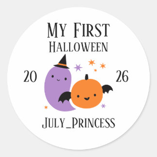 Personalised My First Halloween Ornament Classic Round Sticker