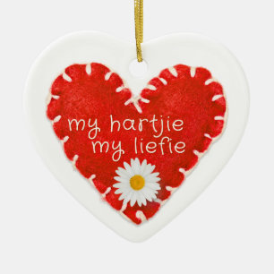 Personalised My Hartjie My Liefie Applique Heart Ceramic Tree Decoration