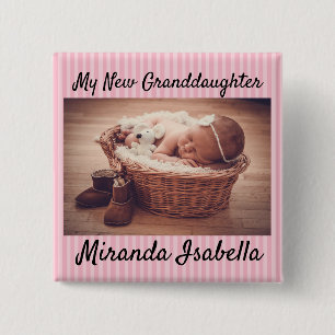 Personalised My New Granddaughter  Grandma Button