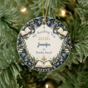 Personalised My Reading Year 2026 Book Lover Ceramic Tree Decoration