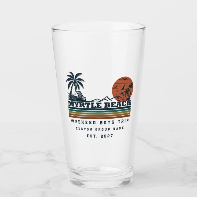 Personalised Myrtle Beach Weekend Bachelor Party Glass (Front)