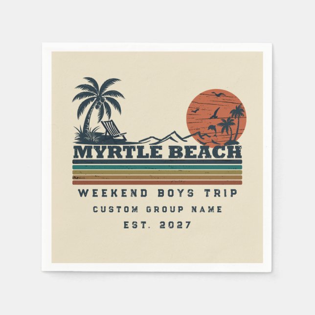 Personalised Myrtle Beach Weekend Bachelor Party Napkin (Front)