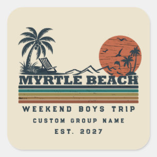 Personalised Myrtle Beach Weekend Bachelor Party Square Sticker