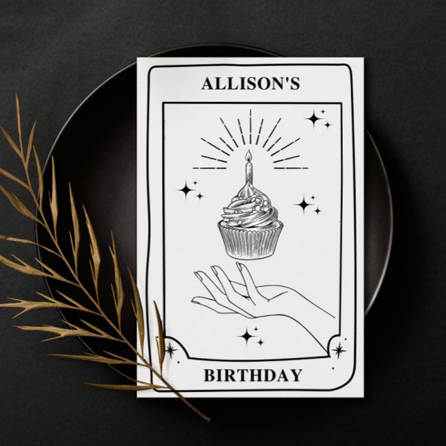 Personalised Mystical Black White Tarot Birthday   Card (Creator Uploaded)