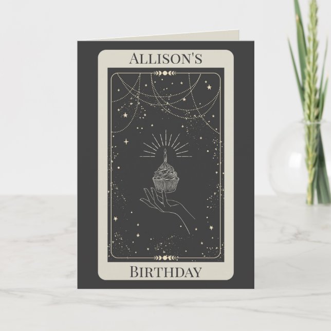 Personalised Mystical Navy Tarot Fortune Birthday  Card (Front)