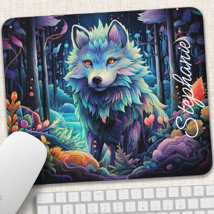 Personalised Mystical Wolf Pup Mouse Mat