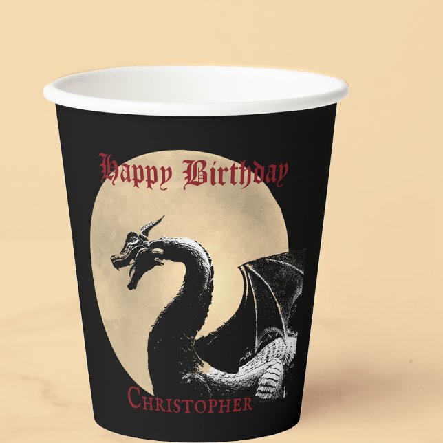 Personalised Mythical Dragon Happy Birthday Paper Cups (Creator Uploaded)