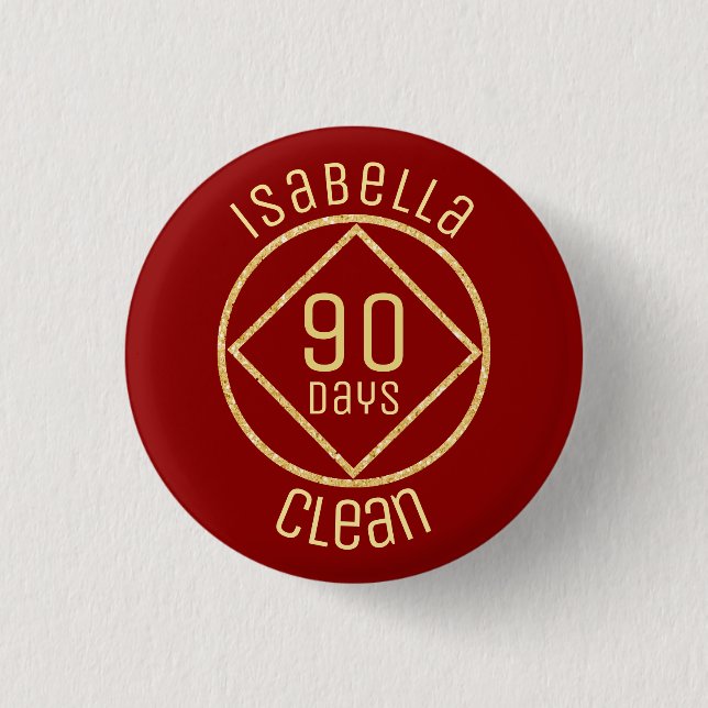 Personalised NA days clean badge any name colour (Front)