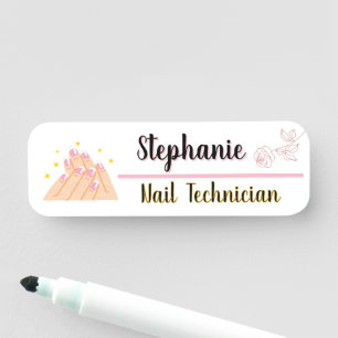Personalised nail tech logo beauty  name tag