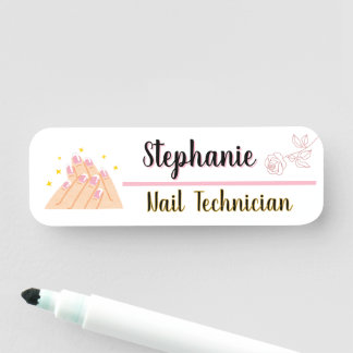 Personalised nail tech logo beauty name tag