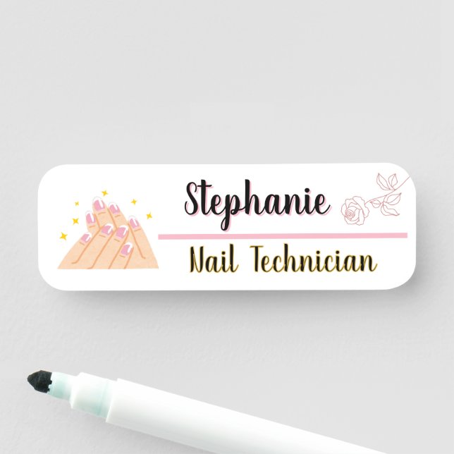 Personalised nail tech logo beauty  name tag (In Situ)