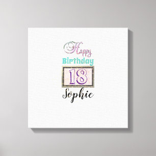 Personalised Name 18th Birthday Canvas
