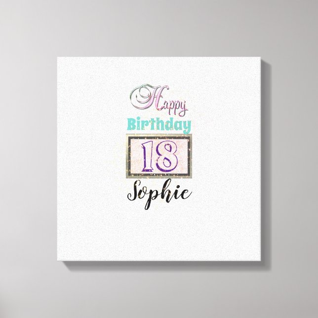 Personalised Name 18th Birthday Canvas Print (Front)