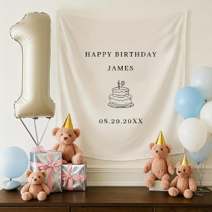 Personalised Name 1st Birthday Baby Birthday Decor Tapestry