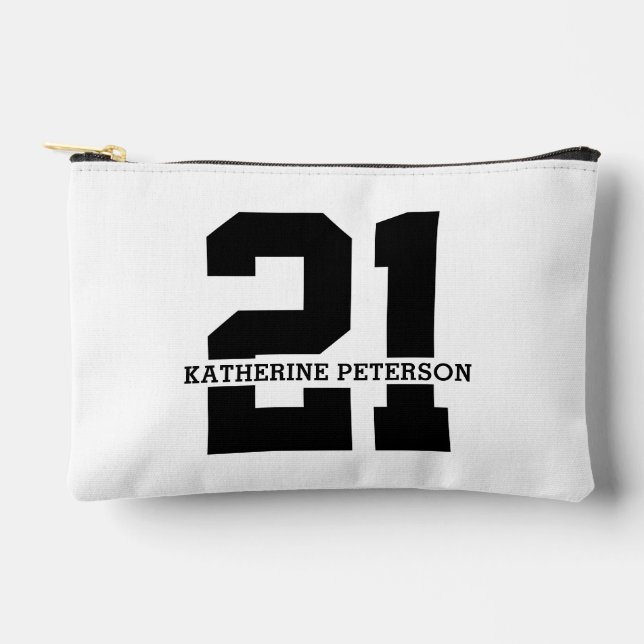 Personalised Name 21st Birthday Modern  Accessory Pouch (Front)