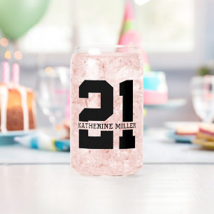 Personalised Name 21st Birthday Modern Can Glass