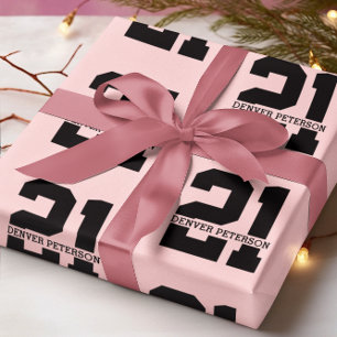 Personalised Name 21st Birthday Modern Pink Wrapping Paper