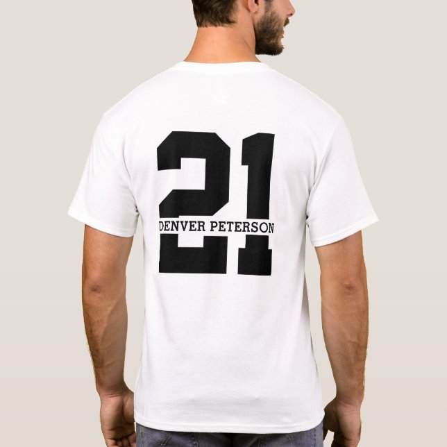 Personalised Name 21st Birthday Modern  T-Shirt (Back)