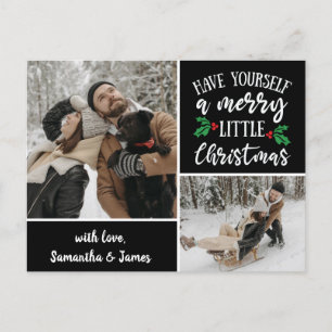 Personalised Name 2 Photo Collage Christmas Postcard