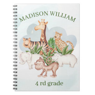 Personalised Name 4Rd Grade wild Animal Notebook