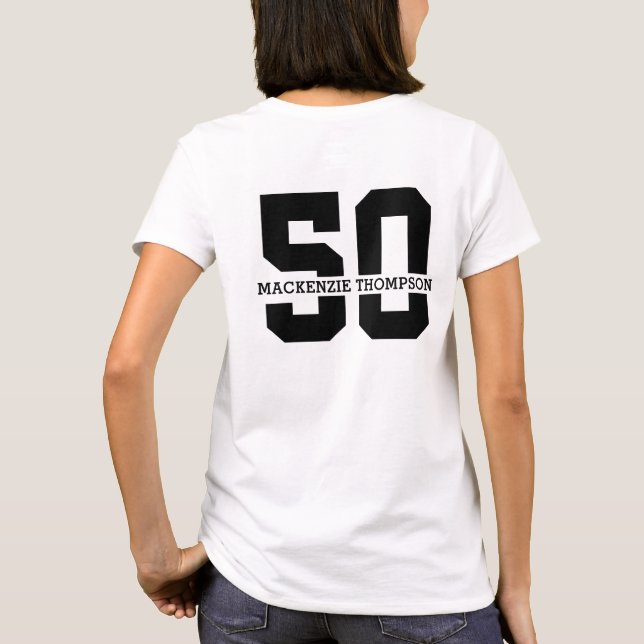 Personalised Name 50th Birthday Modern  T-Shirt (Back)