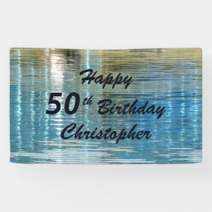 Personalised Name 50th Birthday Reflection in Lake Banner