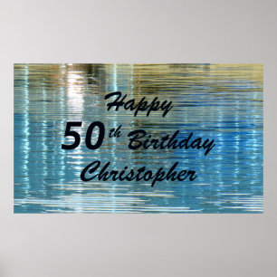 Personalised Name 50th Birthday Reflection in Lake Poster