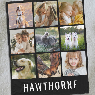 Personalised Name 9 Photo Collage Fleece Blanket