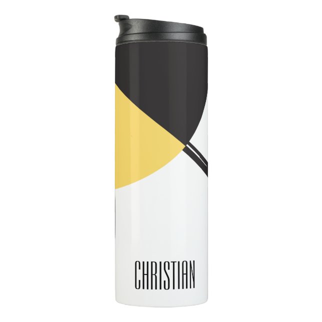 Personalised, Name, Abstract Art yellow blue black Thermal Tumbler (Rotated Right)