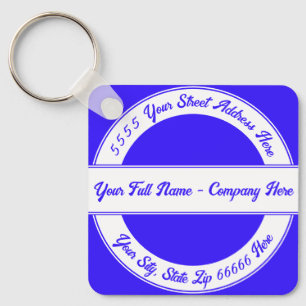 Personalised Name Address Font Colours Keychain