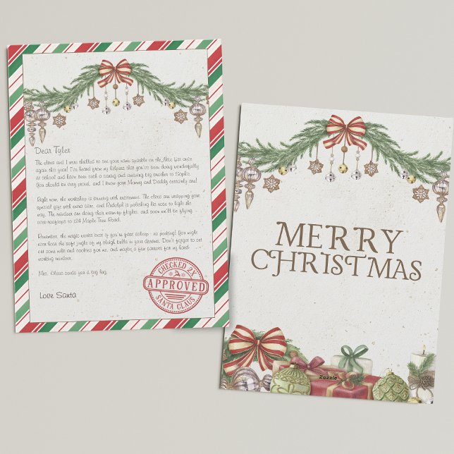 Personalised name & address Letter from santa Holiday Card (Creator Uploaded)
