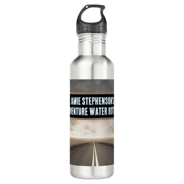 Personalised name adventure walking cycling 710 ml water bottle (Front)