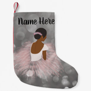 Personalised Name African American Ballerina Dance Small Christmas Stocking