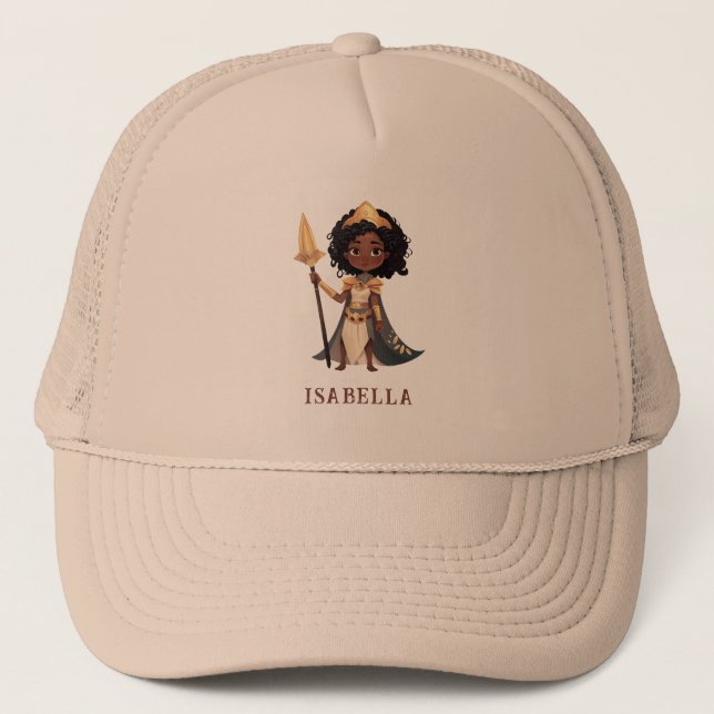 Personalised Name African Little Knight Warrior Trucker Hat (Front)