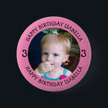 Personalised Name, Age and Photo Birthday   6 Cm Round Badge<br><div class="desc">Happy Birthday to you,  add name and photo to this personalised birthday boy or girl button.</div>