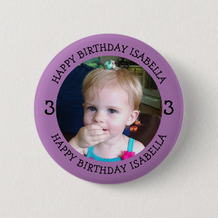 Personalised Name, Age and Photo Birthday   6 Cm Round Badge