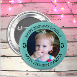 Personalised Name, Age and Photo Birthday  6 Cm Round Badge<br><div class="desc">Happy Birthday to you,  add name and photo to this personalised birthday boy or girl button.</div>