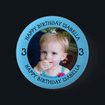 Personalised Name, Age and Photo Birthday    6 Cm Round Badge<br><div class="desc">Happy Birthday to you,  add name and photo to this personalised birthday boy or girl button.</div>