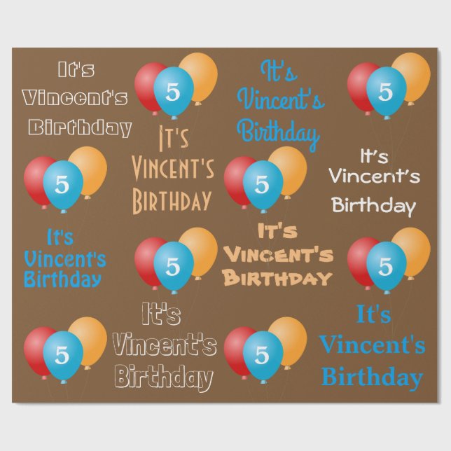 Personalised Name & Age Birthday Wrapping Paper (Flat)