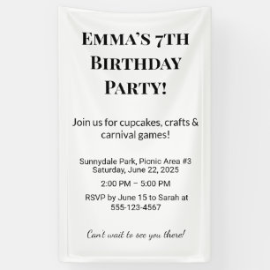 Personalised Name & Age Colourful Kids Party De Banner