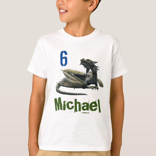 Personalised name Age Dragon T-Shirt (Front)