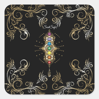 Personalised name Aligned Gold Chakra Square Sticker