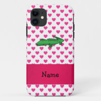 Personalised name alligator pink hearts polka dots