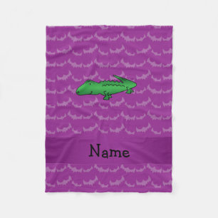 Personalised name alligator purple bats fleece blanket